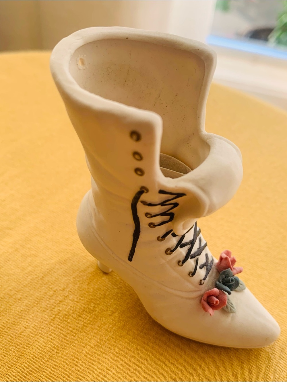 Miniature Porcelain Victorian hand painted boot